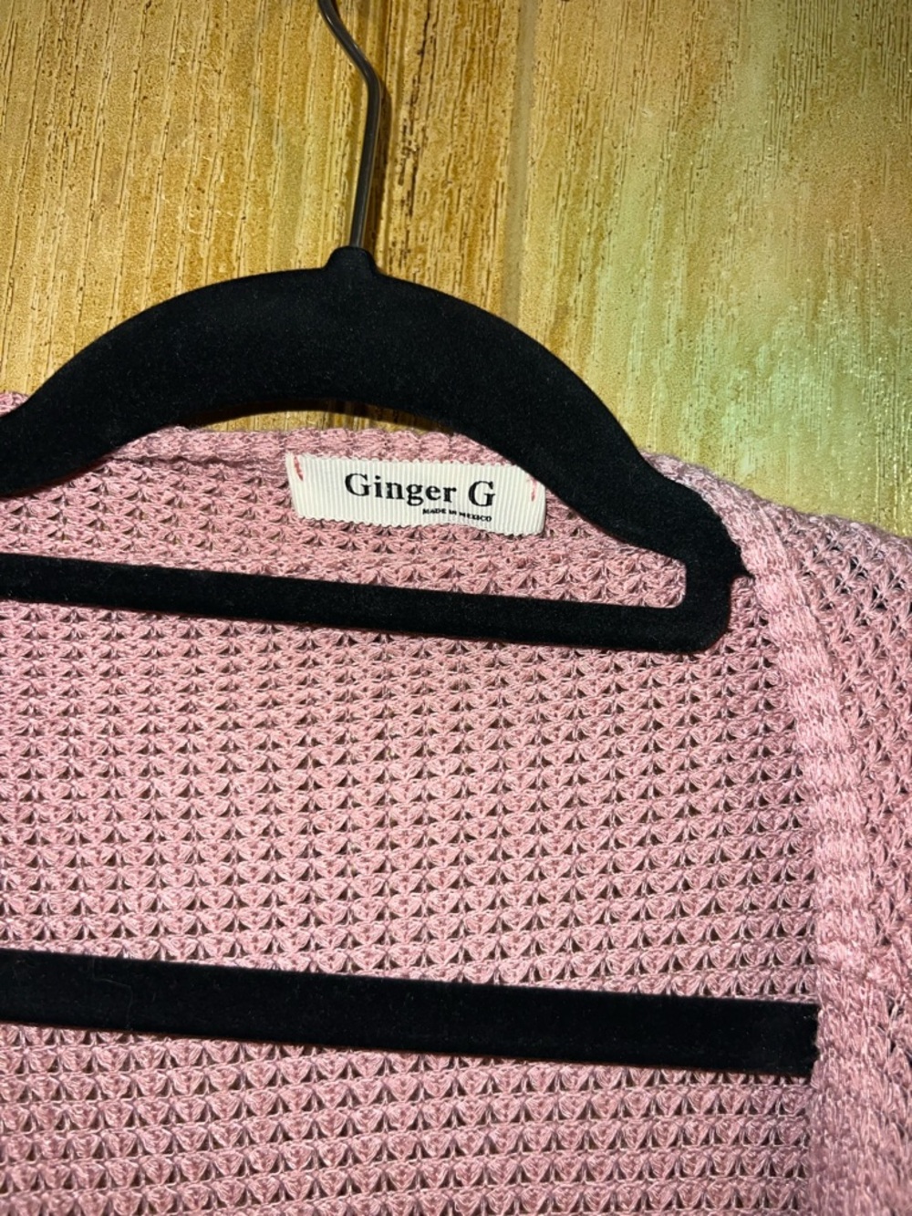Ginger G Open-Front Pink Waffle Knit Cardigan size large - Picture 3 of 5